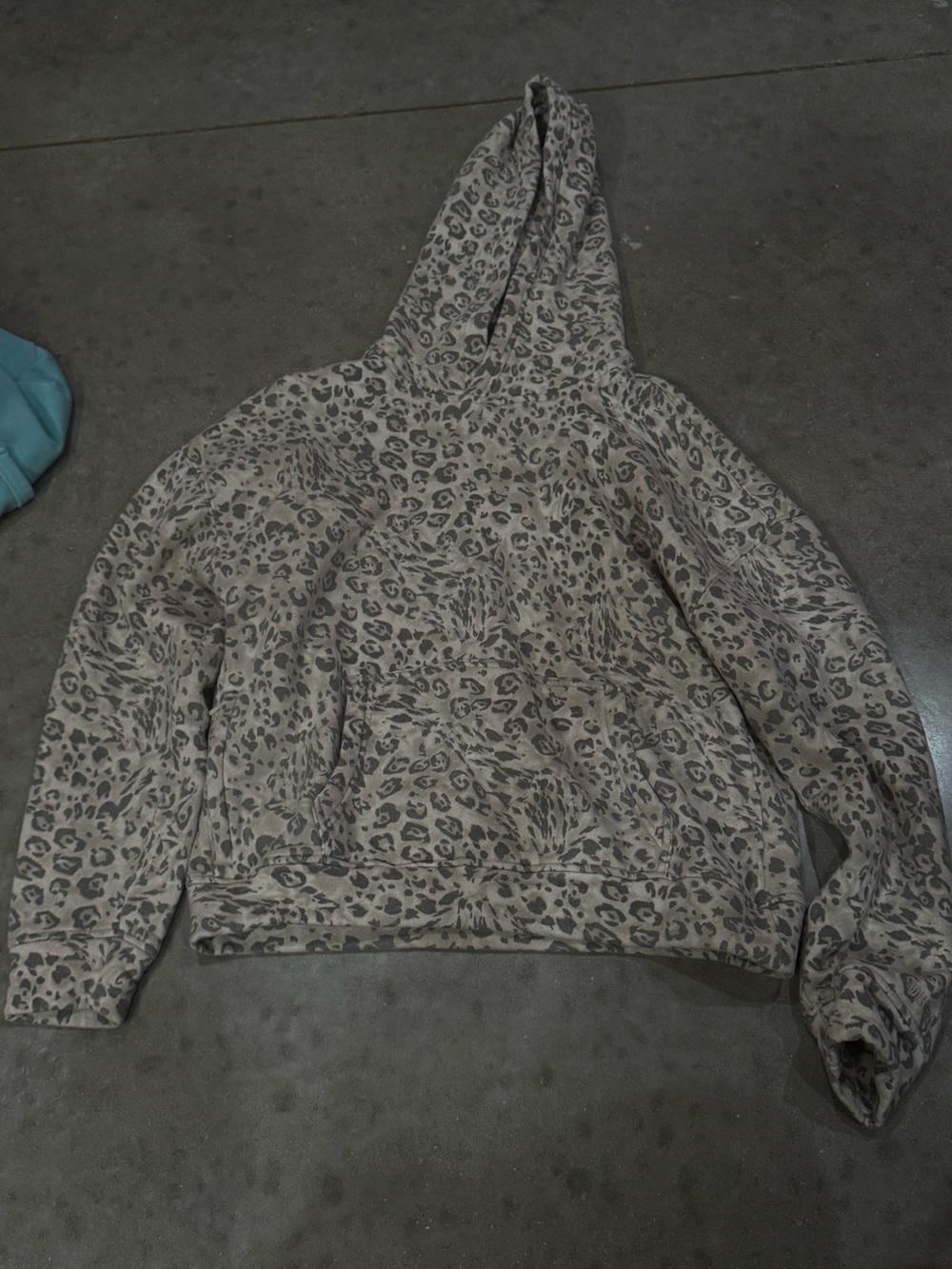 Leopard Print Hoodie Sweater - Beige/Grey